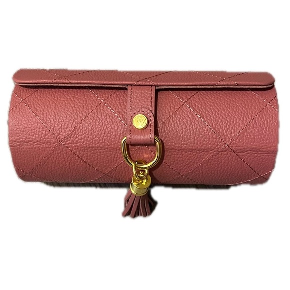 Joy First Class Luxury Leather Hard Sided Jewelry Case- Dusty Rose - Picture 3 of 6